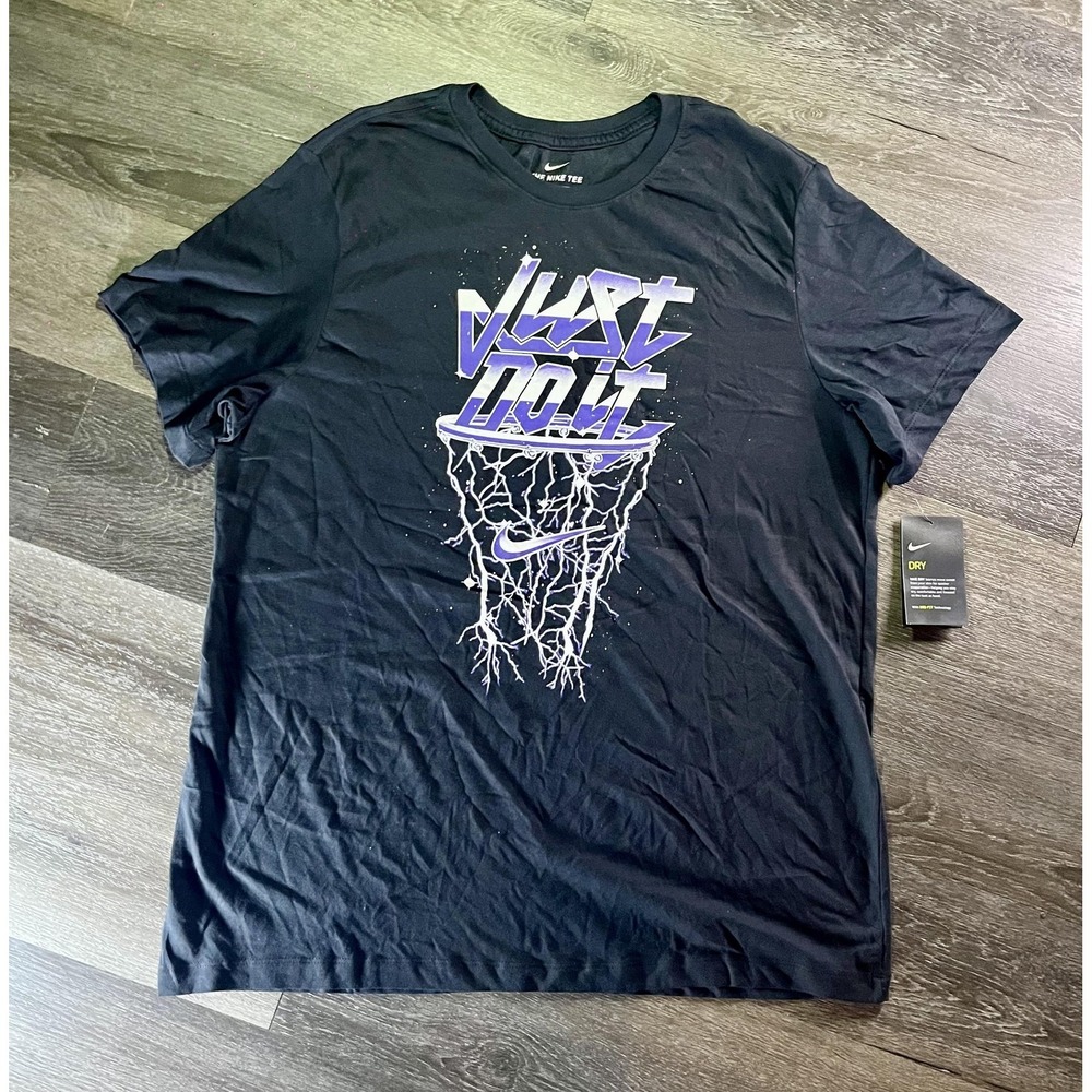Nike Just Do It Basketball Shirt Mens‎ XL Black Graphic Tee T-Shirt Sports